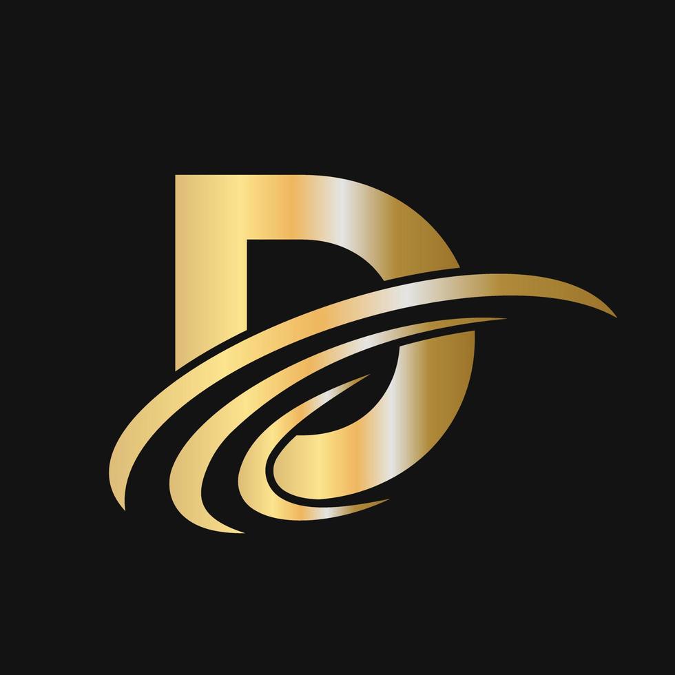 design de logotipo inicial letra d com logotipo de sinal swoosh baseado em logotipo comercial de alfabeto vetor