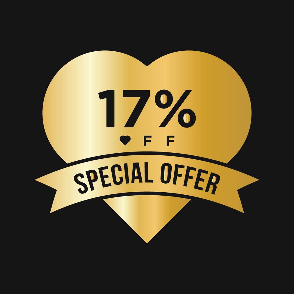 17% de desconto no banner de promoção de desconto de venda. oferta especial, evento, venda do dia dos namorados, modelo de etiqueta de desconto de férias vetor