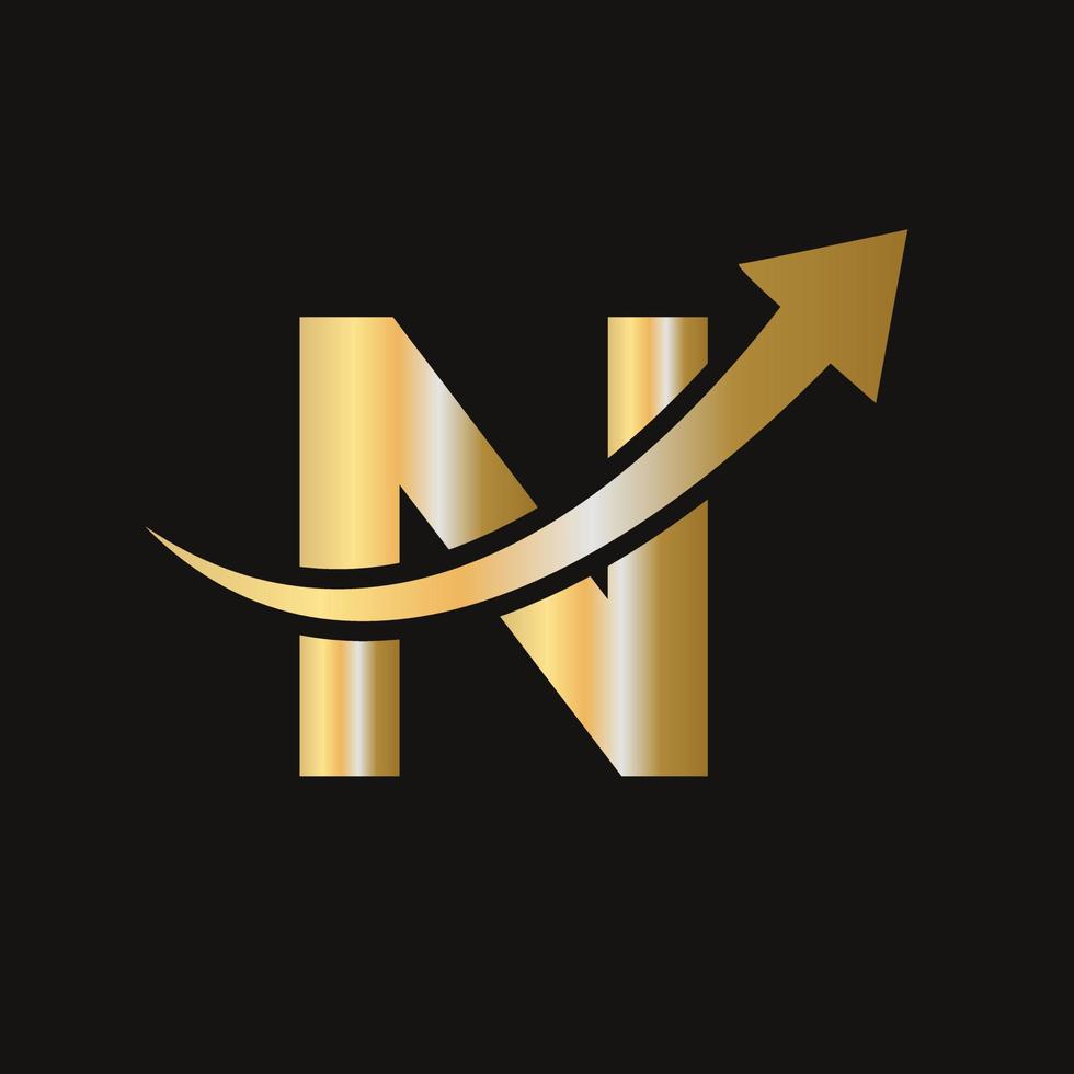 logotipo de finanças no conceito de letra n. logotipo de marketing e negócios financeiros vetor