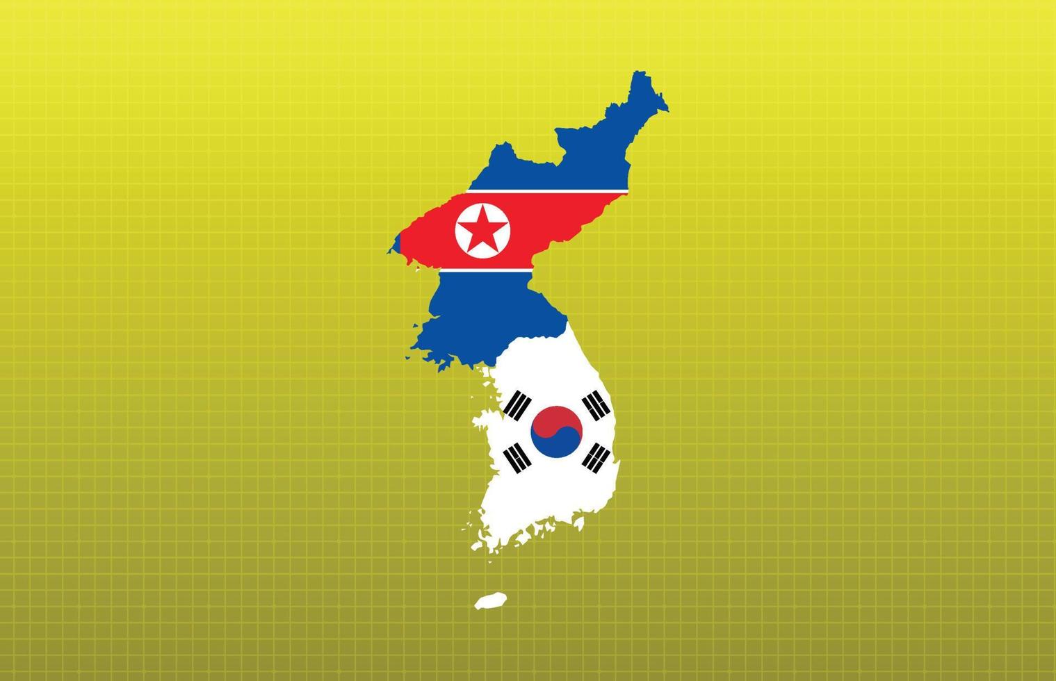 tecnologia de fundo abstrato da bandeira da coreia do norte e da coreia do sul com mapa vetor