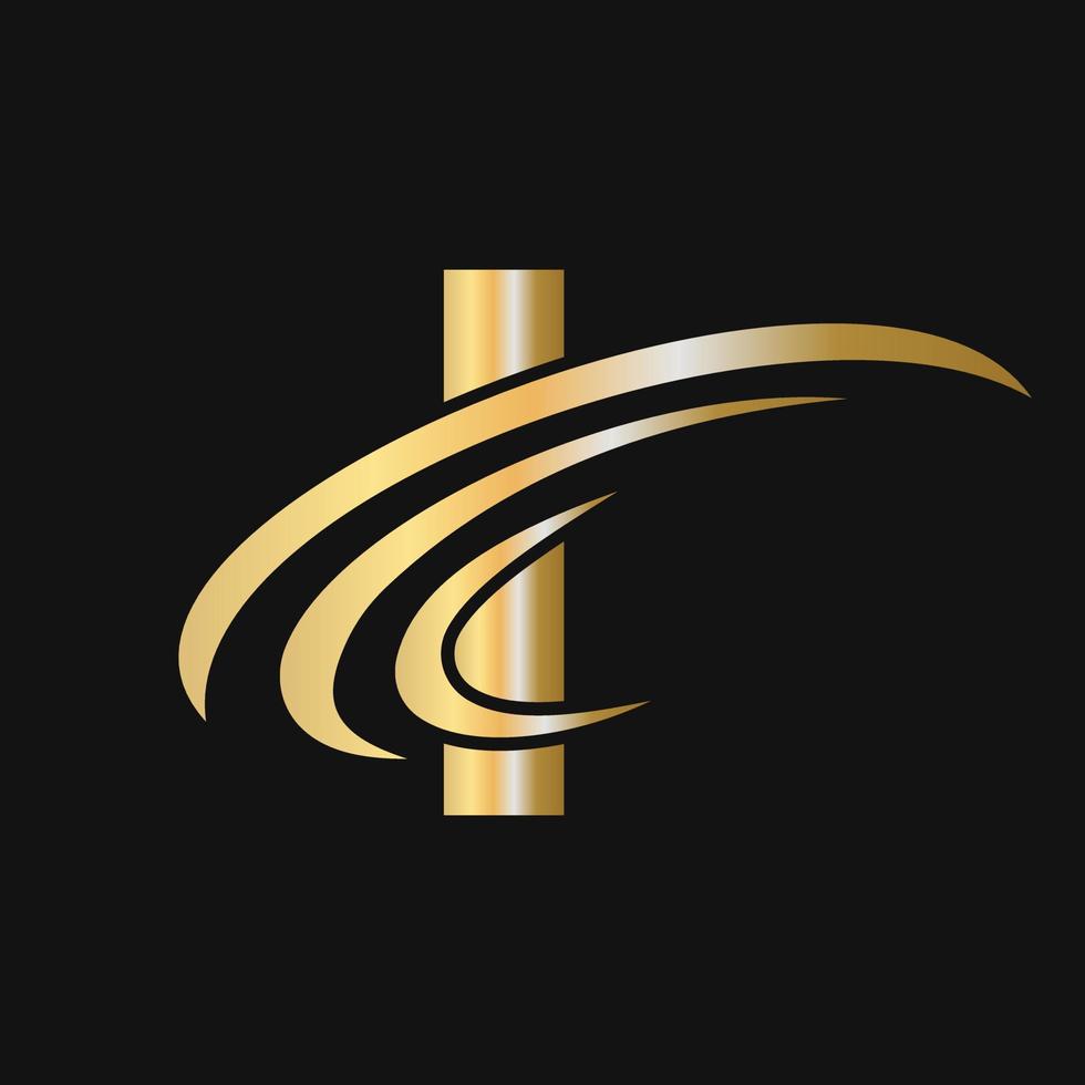 letra inicial i design de logotipo com logotipo de sinal swoosh baseado em logotipo comercial de alfabeto vetor