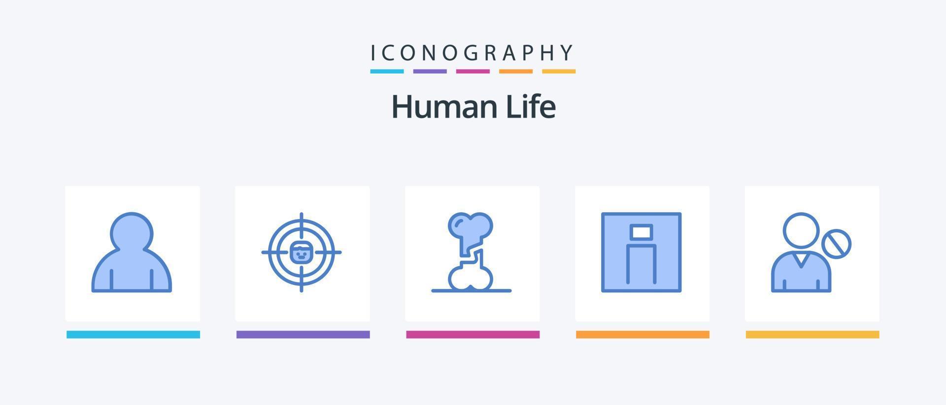 pacote de ícones azul humano 5, incluindo avatar. pessoa. osso. homens. humano. design de ícones criativos vetor