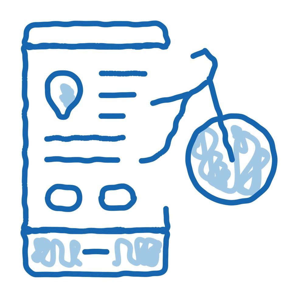 serviços de compartilhamento de bicicletas opção de telefone doodle ícone ilustração desenhada à mão vetor