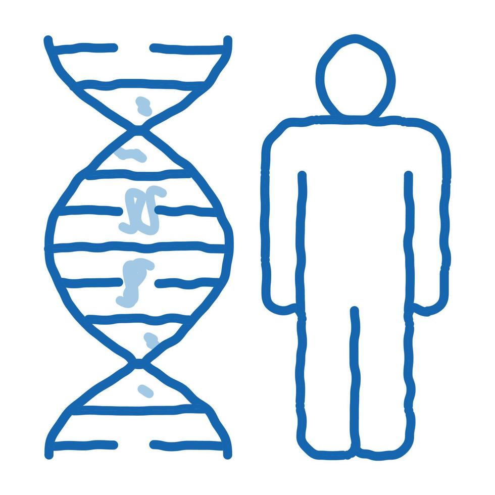 humano e molécula dna ícone doodle ilustração desenhada à mão vetor