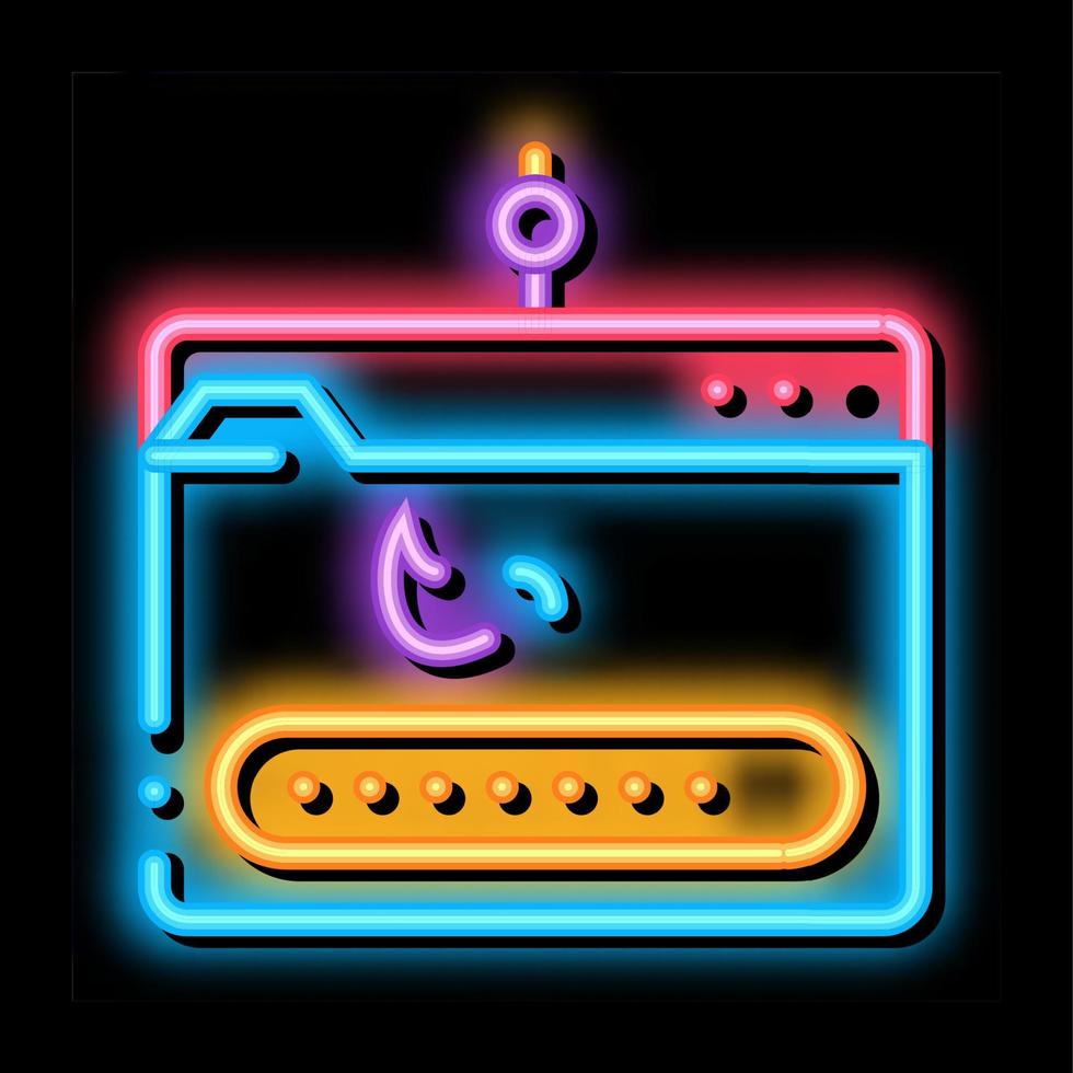 ilustração de ícone de brilho neon de phishing vetor