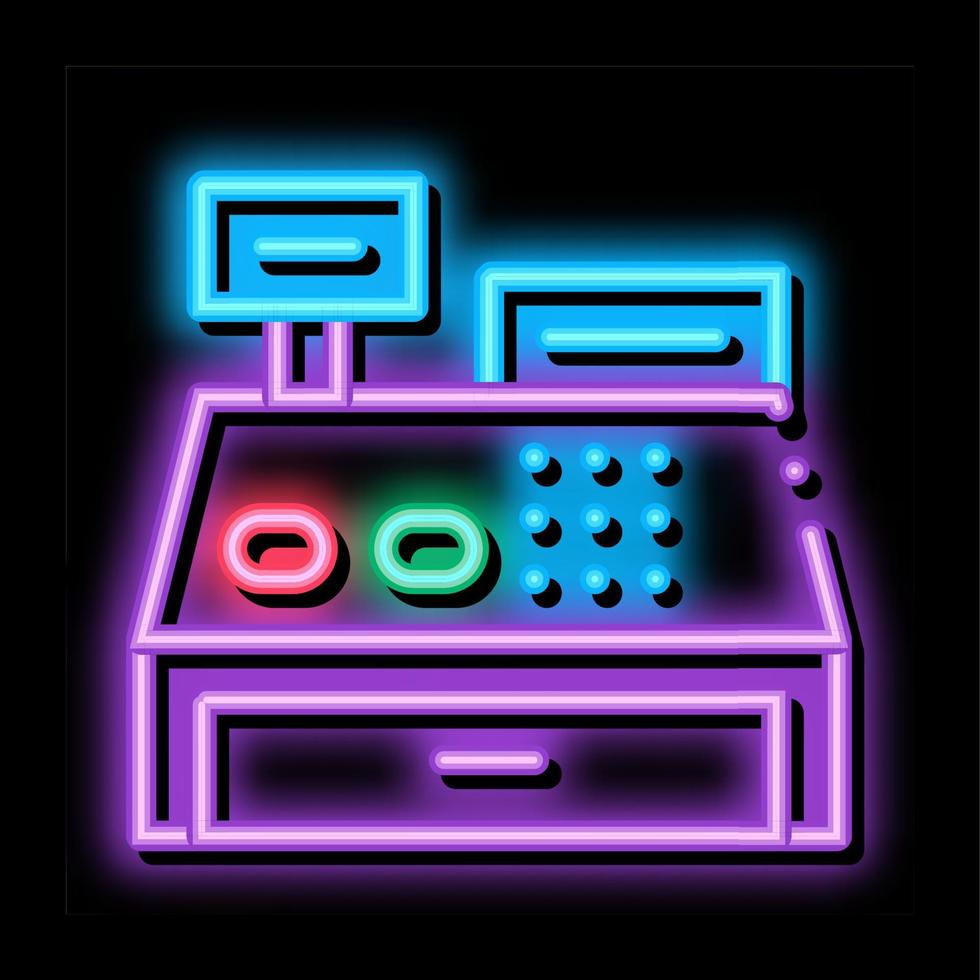 ilustração de ícone de brilho neon de caixa eletrônico vetor