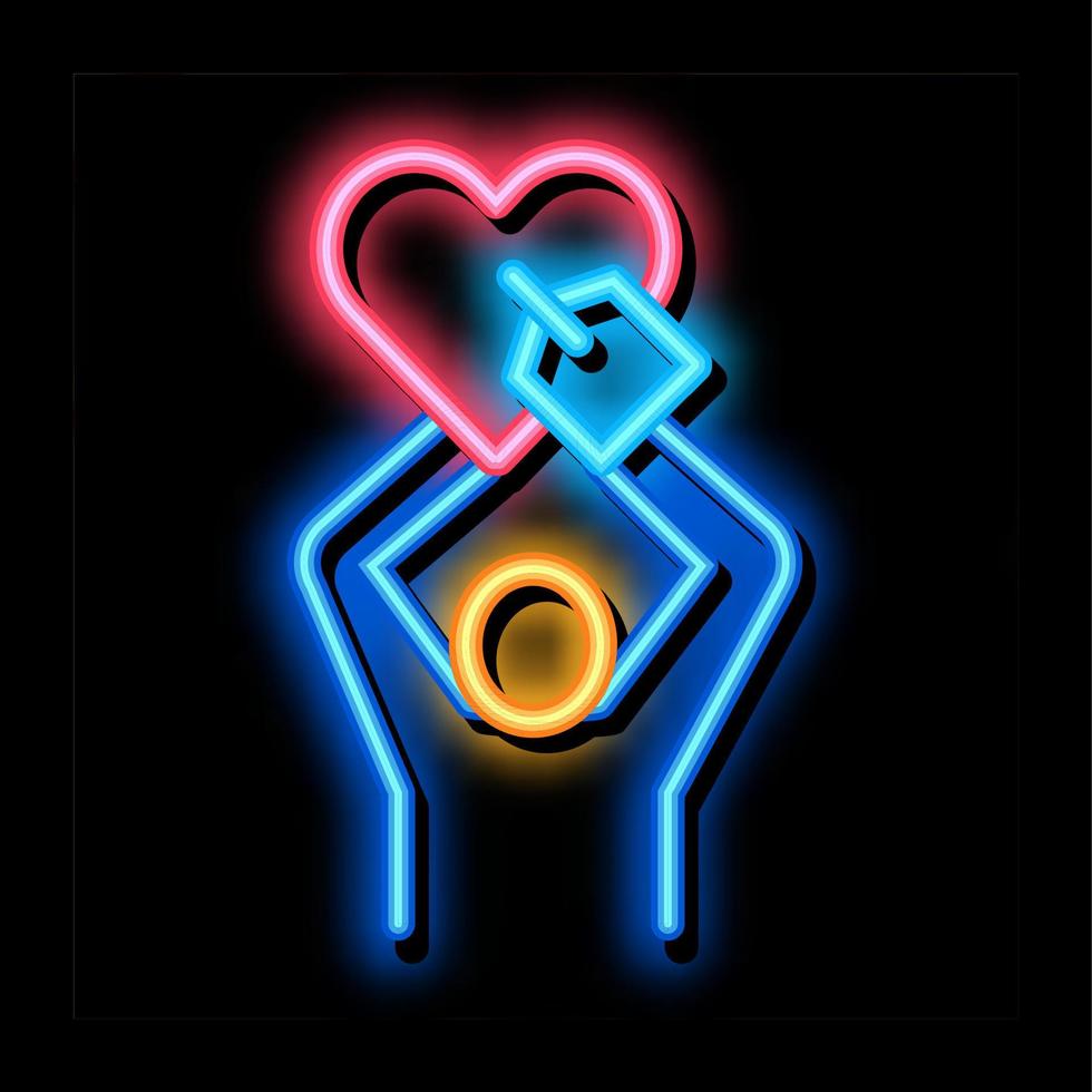 ilustração de ícone de brilho neon de coração humano vetor