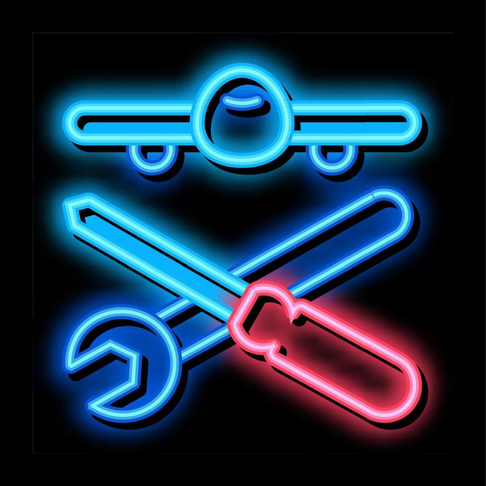ilustração de ícone de brilho neon de instrumentos de avião vetor