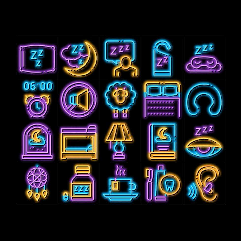 dispositivos de tempo de dormir ilustração do ícone de brilho neon vetor