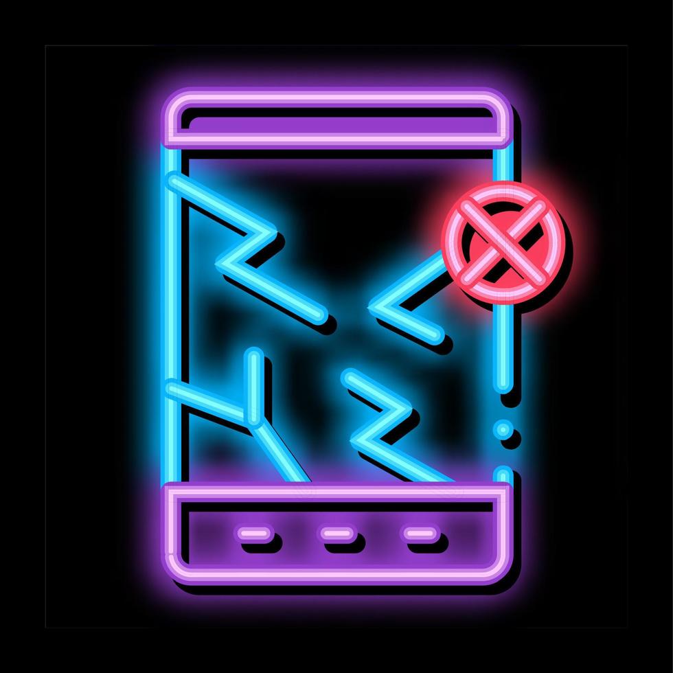 ilustração de ícone de brilho neon de tablet destruído vetor