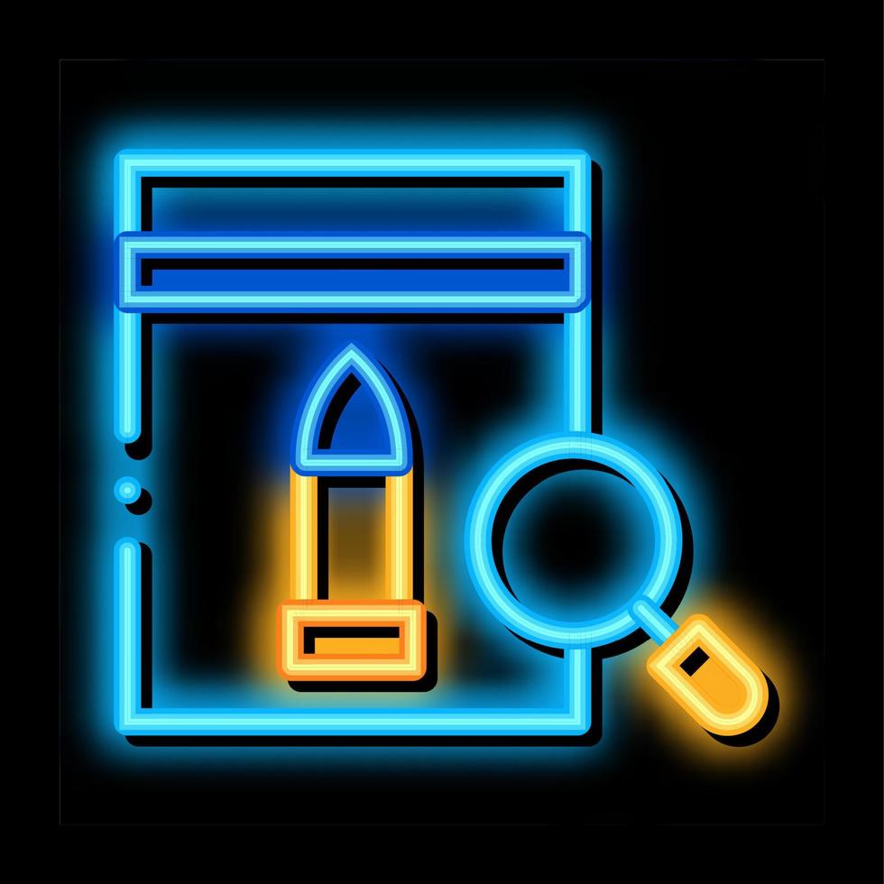 ilustração de ícone de brilho neon de saco poli de evidência de bala vetor