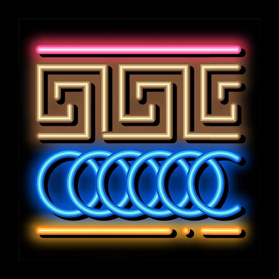 ilustração de ícone de brilho neon de ornamento grego vetor