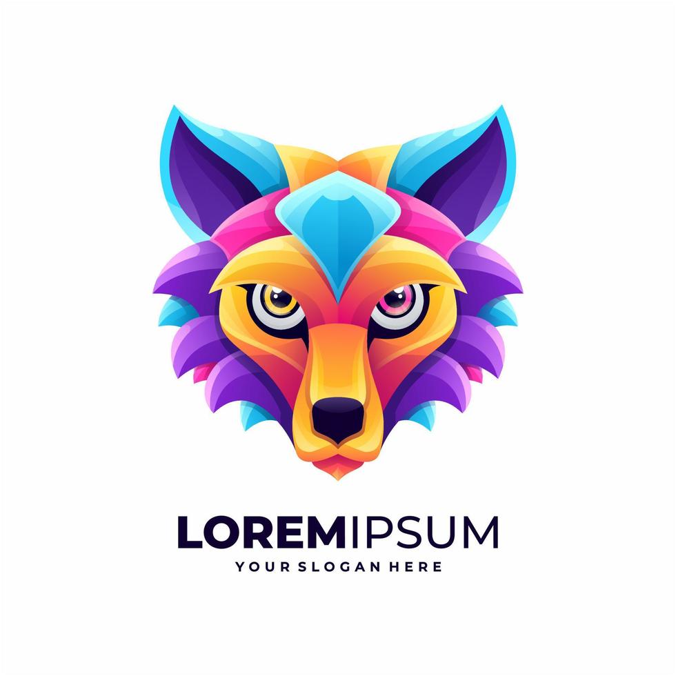 ilustração em vetor colorido de design de logotipo de lobo.