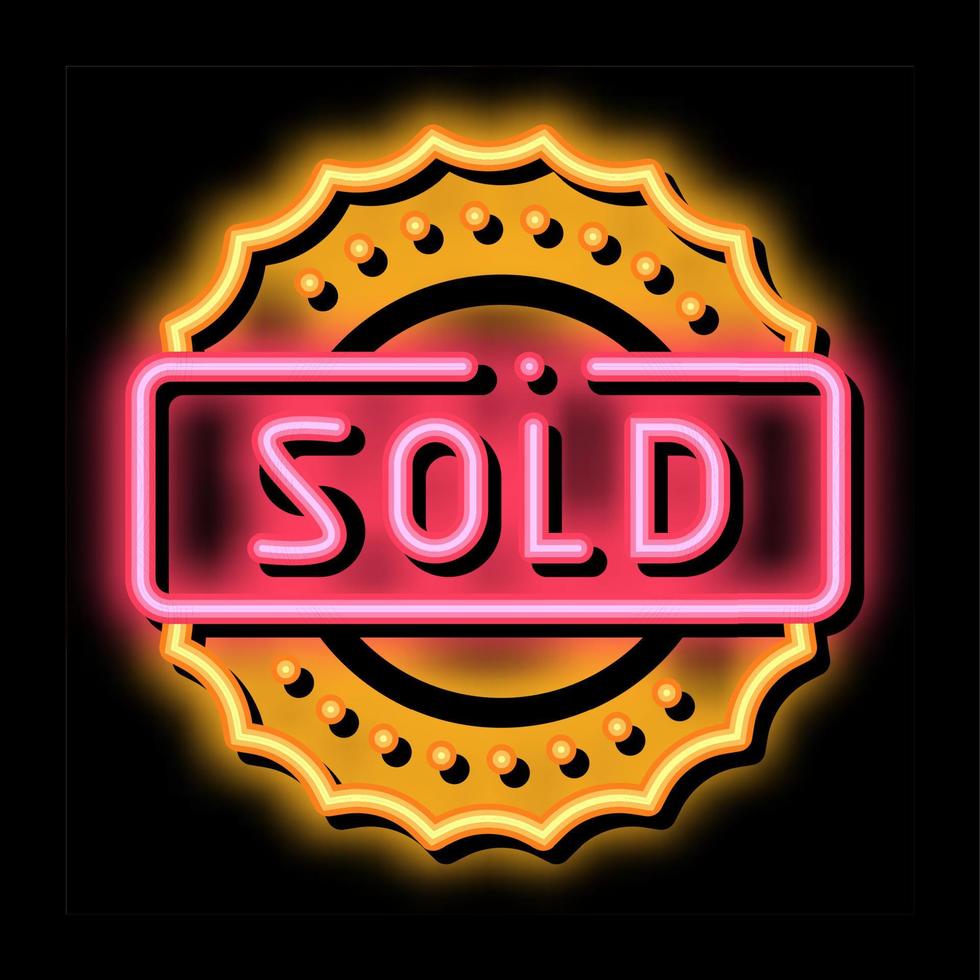 marca vendeu a ilustração do ícone de brilho neon vetor