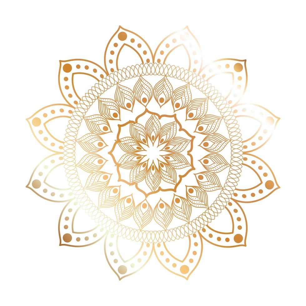 design em forma de flor de mandala ouro vetor