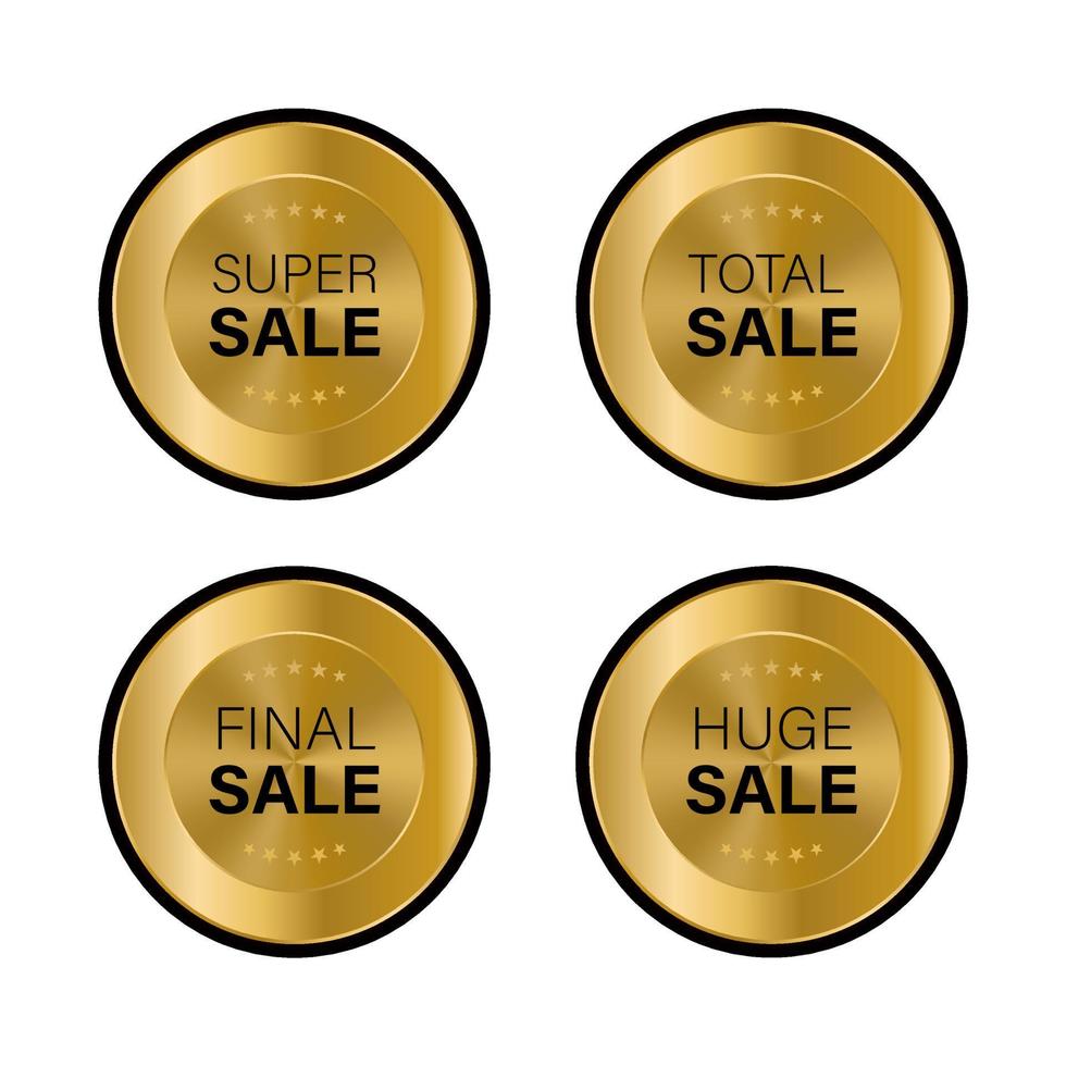 emblemas de selo dourado de luxo e produtos de qualidade de vendas de etiquetas. ilustração vetorial vetor