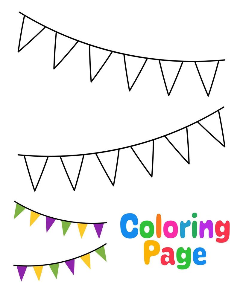 página para colorir com guirlanda para crianças vetor
