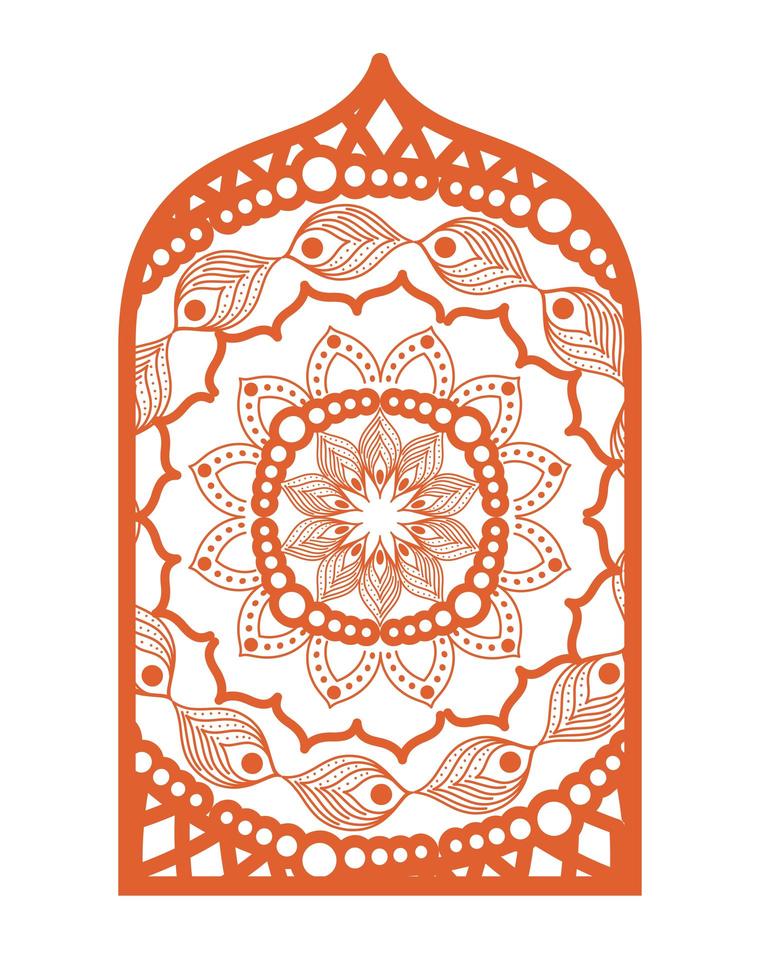 mandala em design de moldura laranja vetor