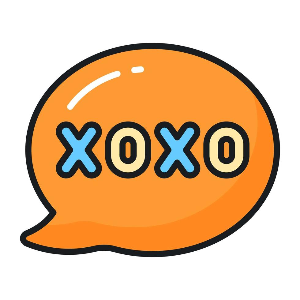 texto xoxo em um balão de fala representa emoções de amor e beijo vetor
