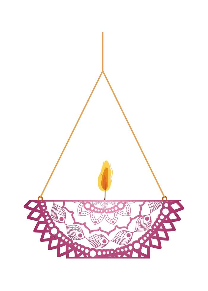 mandala de cor rosa pálido com uma vela vetor