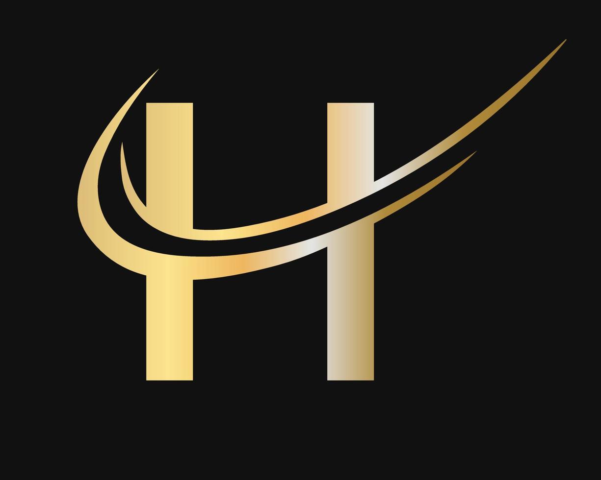 design inicial do logotipo da letra h do monograma com conceito de luxo vetor