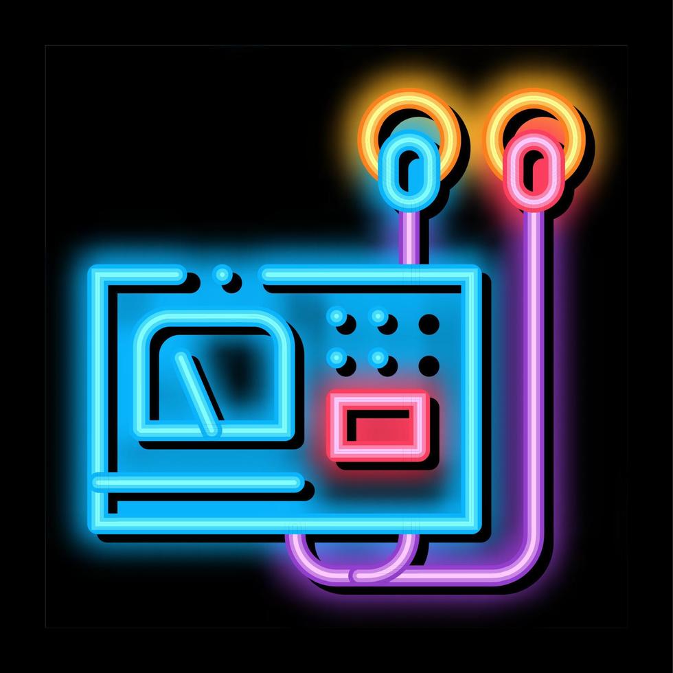 ilustração de ícone de brilho neon de aparelho de respiração médica vetor