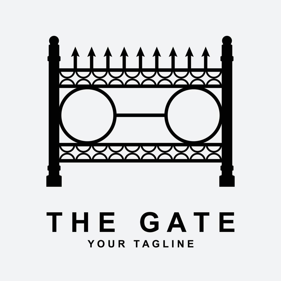 portão antigo ou design de ilustração vetorial de logotipo de portão vintage vetor