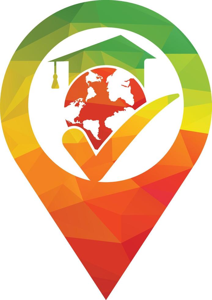 modelo de logotipo de vetor de educação mundial com símbolo de chapéu globo e estudante.