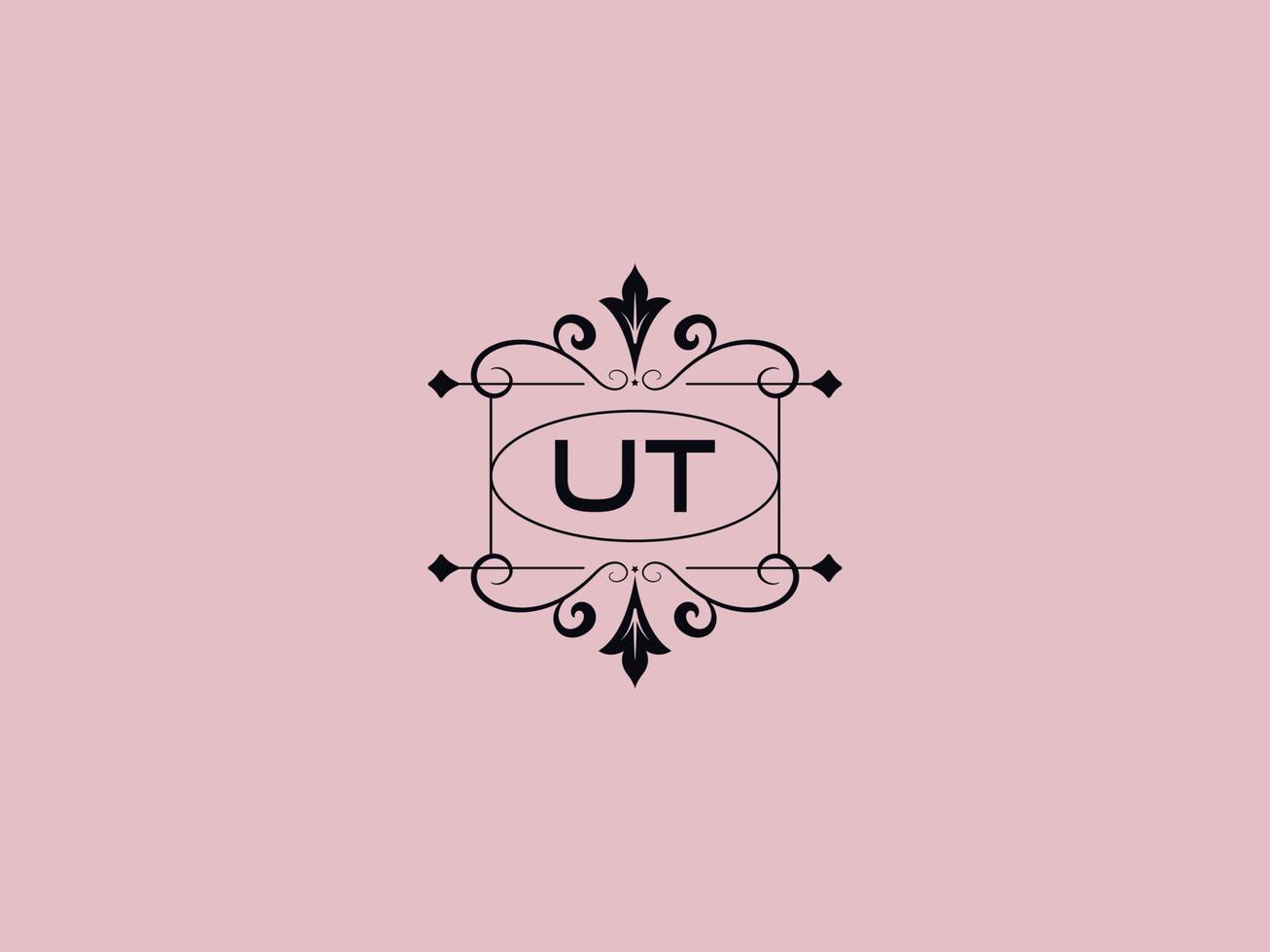 ícone do logotipo ut criativo, logotipo elegante da carta de luxo ut vetor