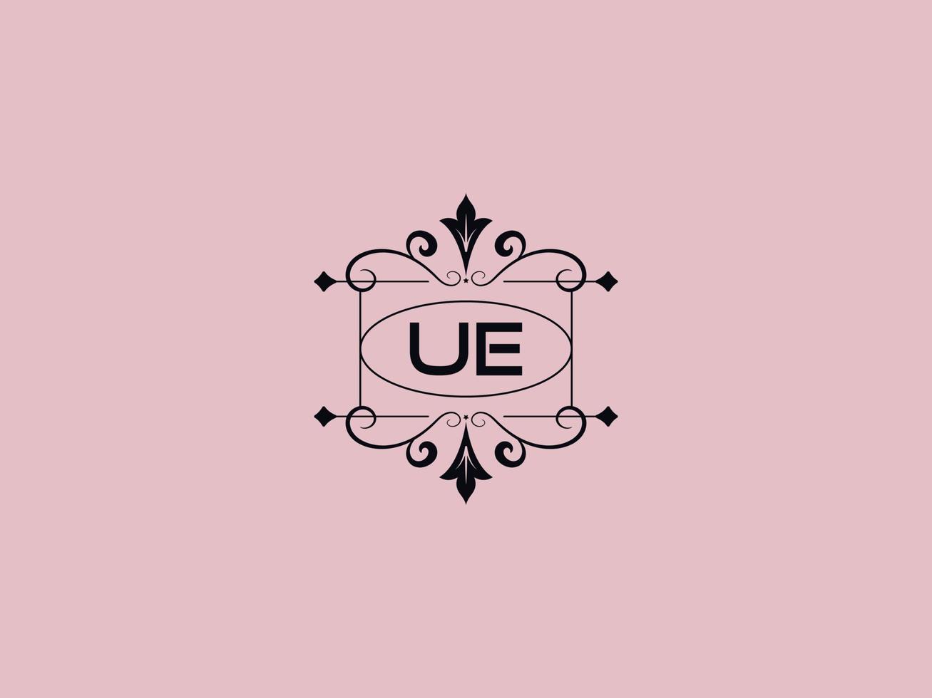 ícone criativo do logotipo da ue, elegante logotipo da carta de luxo da ue vetor