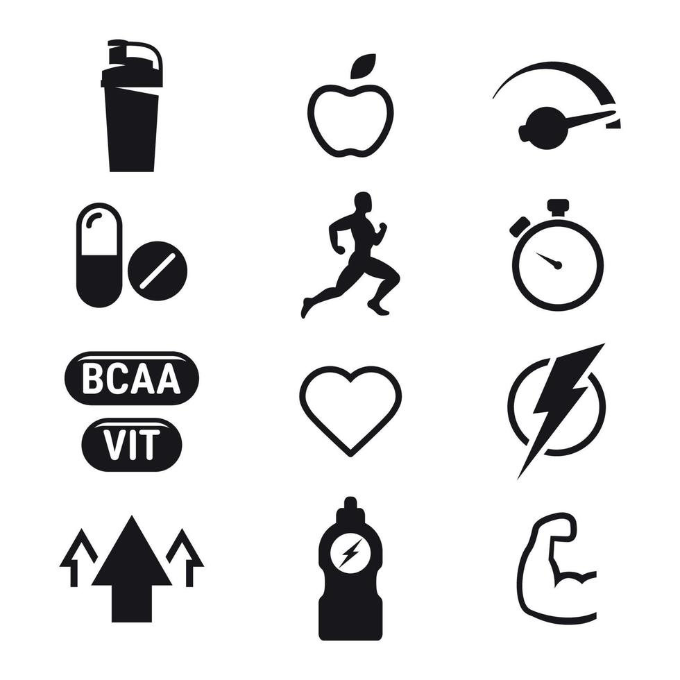 ícones de suplementos esportivos vetor
