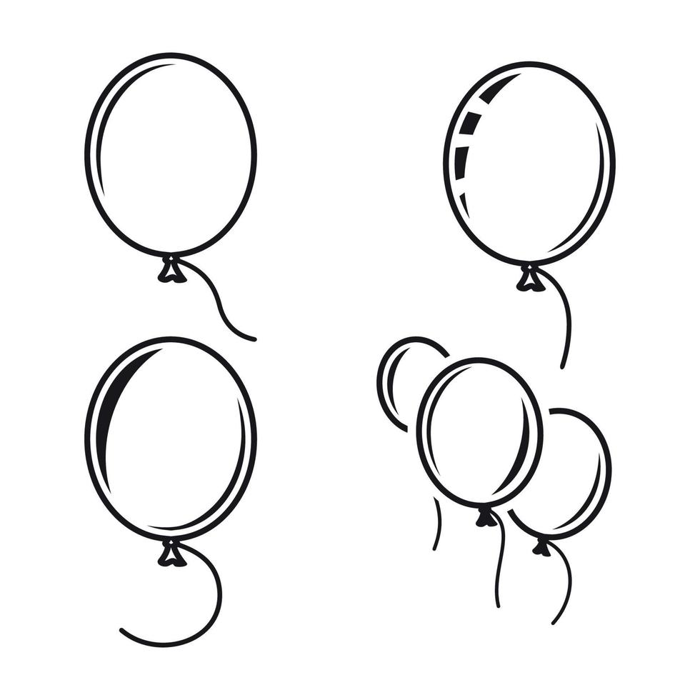 balões, ícones em fundo branco vetor
