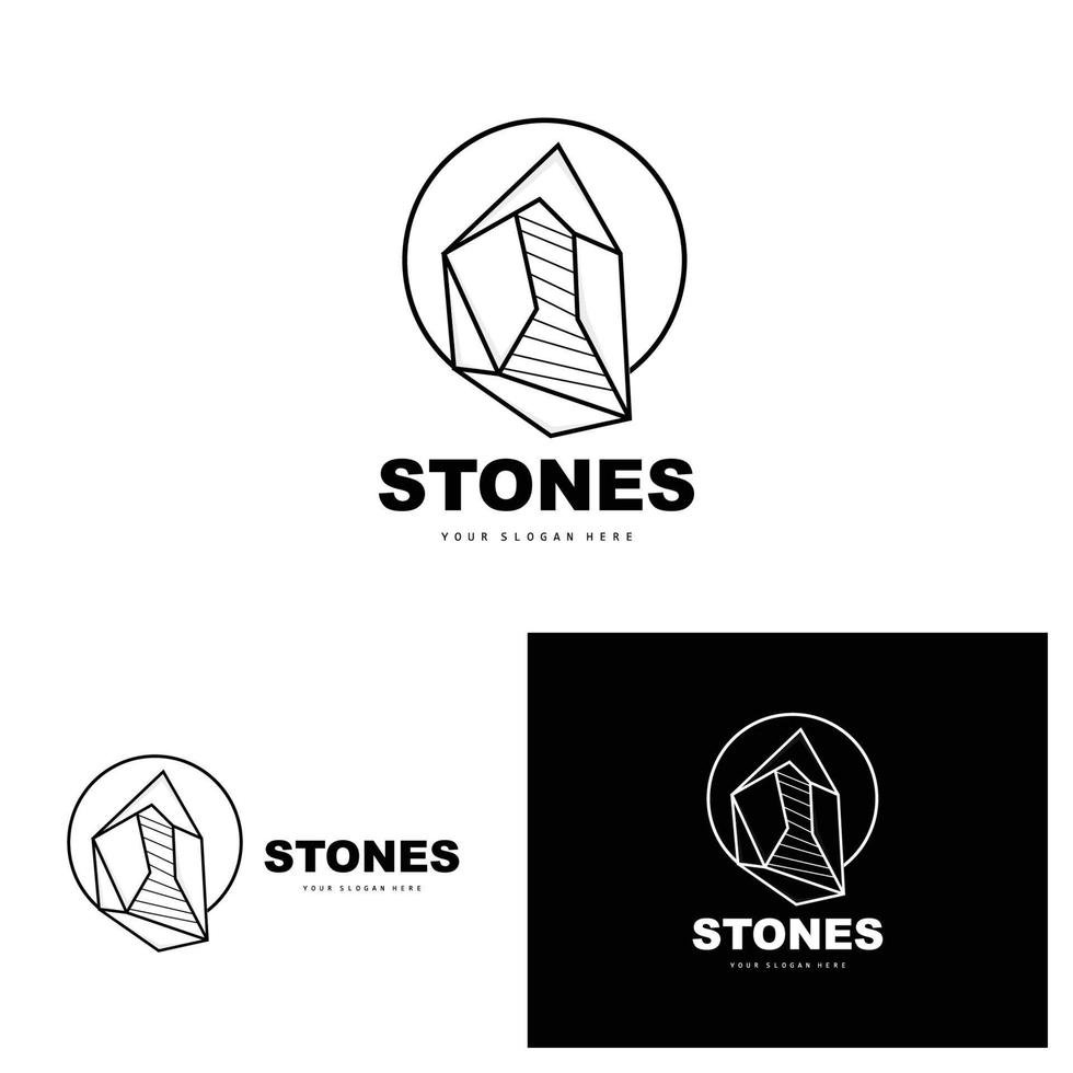 logotipo de pedra, pedra vetorial moderna com estilo de linha de geometria, design para decoração estética, produto moderno de marca, linha de geometria estética abstrata de ícone simples vetor