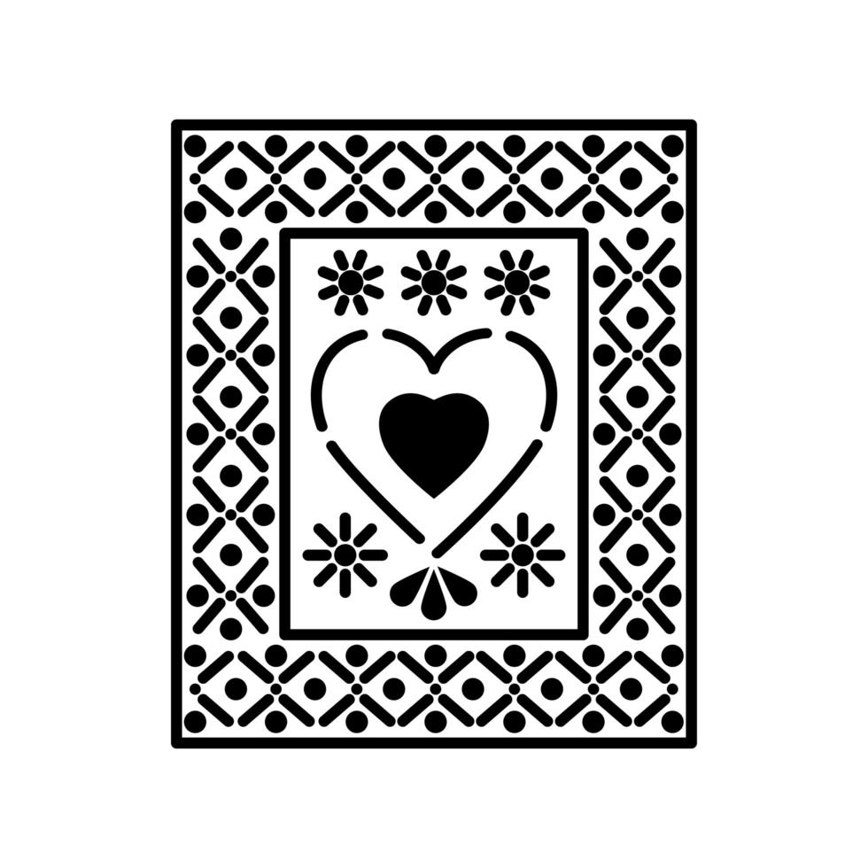 ícones mexicanos de coração com pequenos sóis vetor
