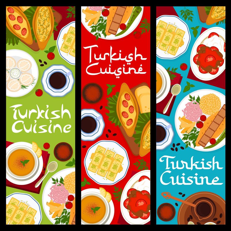 bandeiras de vetor de comida de restaurante de cozinha turca