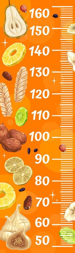frutas secas gráfico de altura infantil medidor de crescimento vetorial vetor