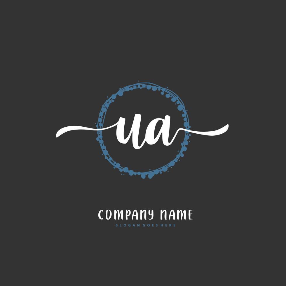 ua caligrafia inicial e design de logotipo de assinatura com círculo. logotipo manuscrito de design bonito para moda, equipe, casamento, logotipo de luxo. vetor