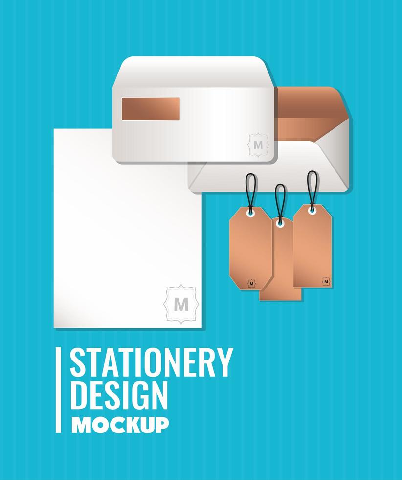 envelopes maquete de marca e design de etiquetas vetor