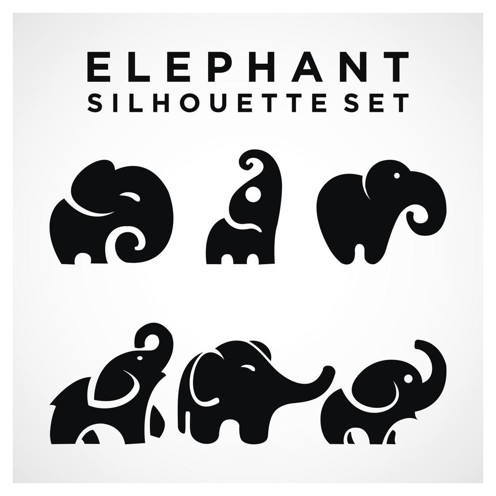 conjunto de logotipo de elefante. vetor silhueta de elefante