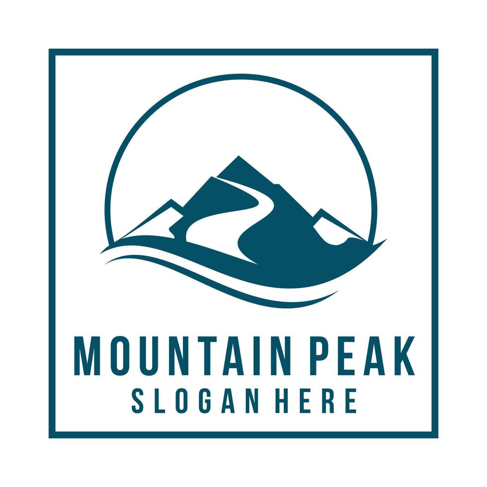 montanhas com modelo de vetor de logotipo de rio