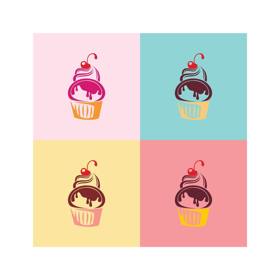 conjunto de logotipo de ilustração de ícones de bolo vetor