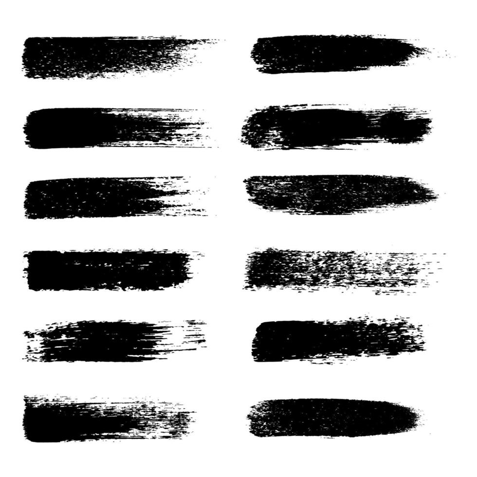 conjunto vetorial de tinta preta, pinceladas de tinta, linhas. elementos de design artístico sujo. vetor