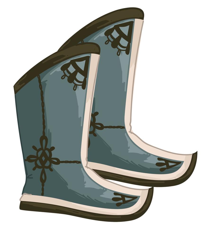 botas velhas com enfeites e decoração, sapatos de caça vetor