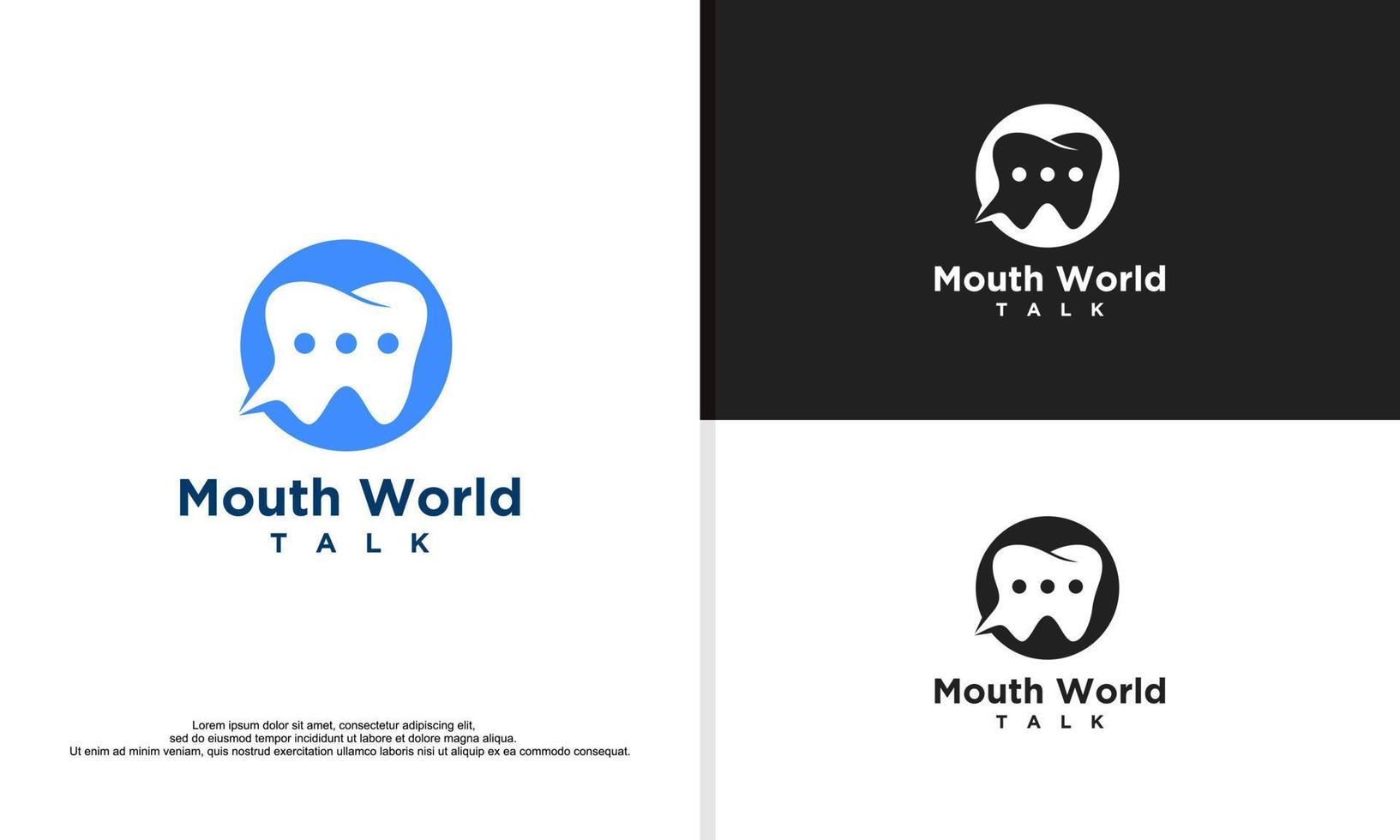 logotipo do dente combinado com balão de bate-papo, fale sobre o logotipo da saúde bucal vetor