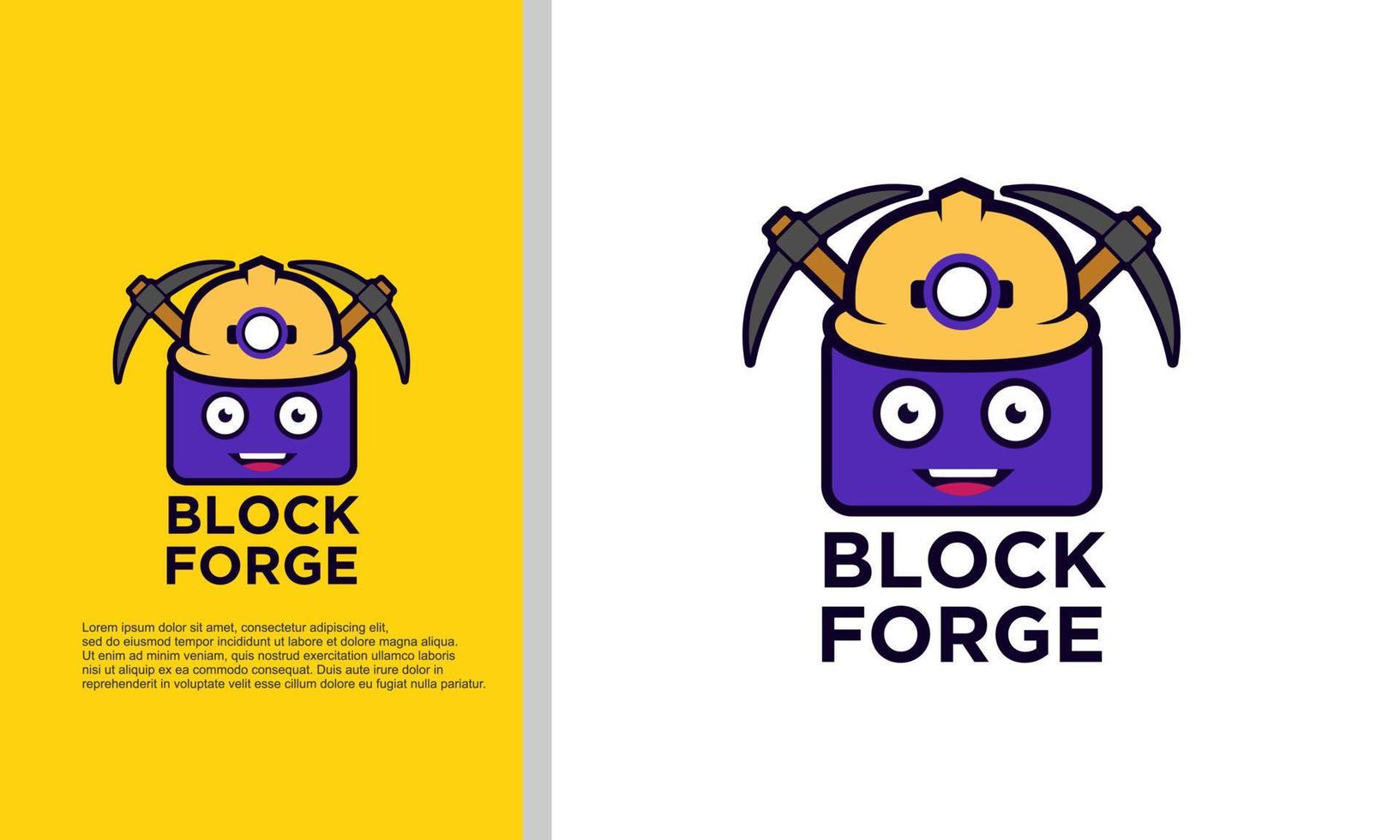 gráfico de vetor de ilustração de logotipo do bloco de mineração