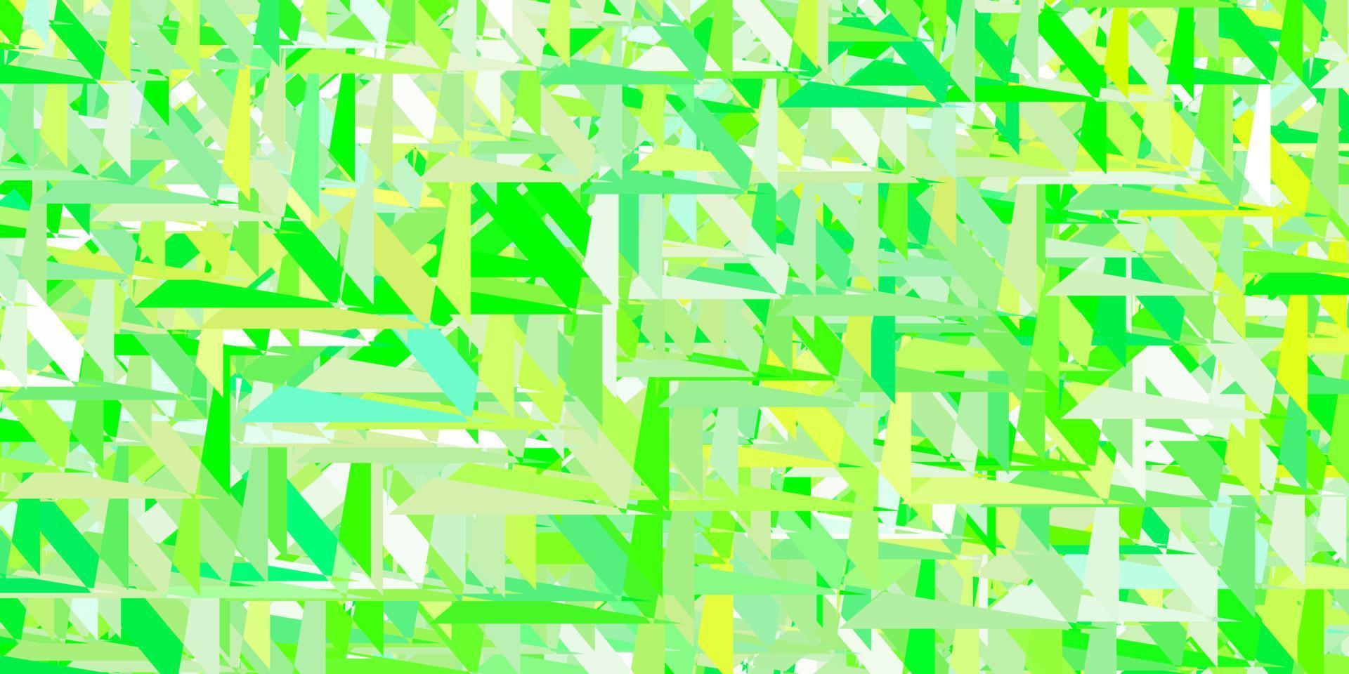 pano de fundo de vetor verde e amarelo claro com triângulos, linhas.
