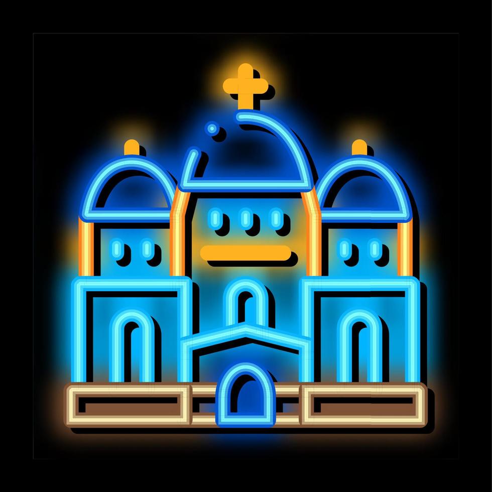 templo cristão com ilustração de ícone de brilho neon de cúpulas vetor