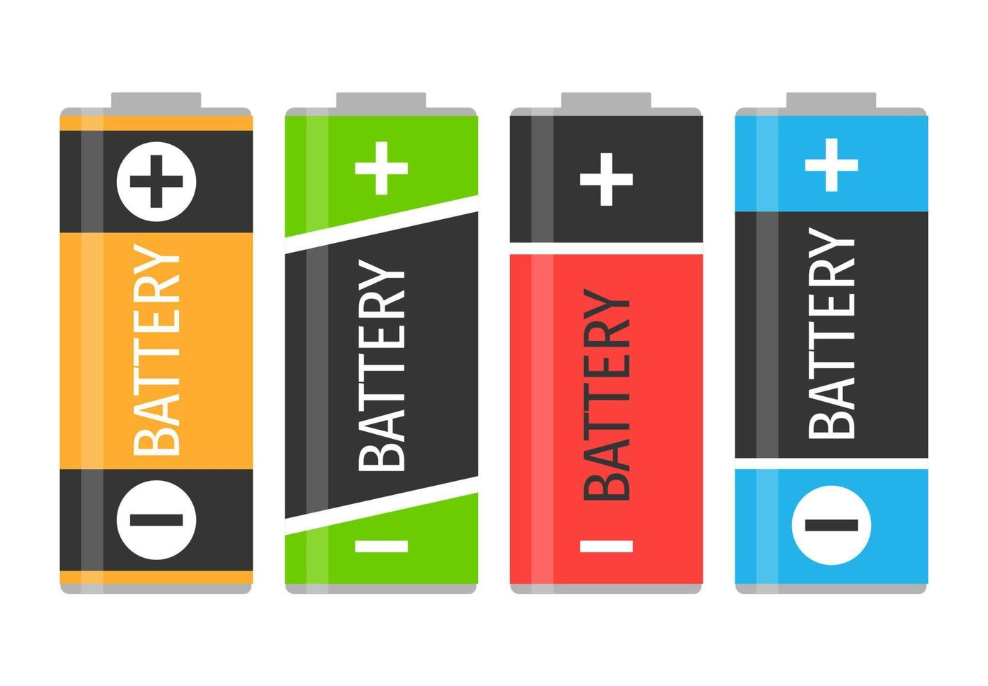 um conjunto de quatro baterias coloridas. ilustração vetorial vetor