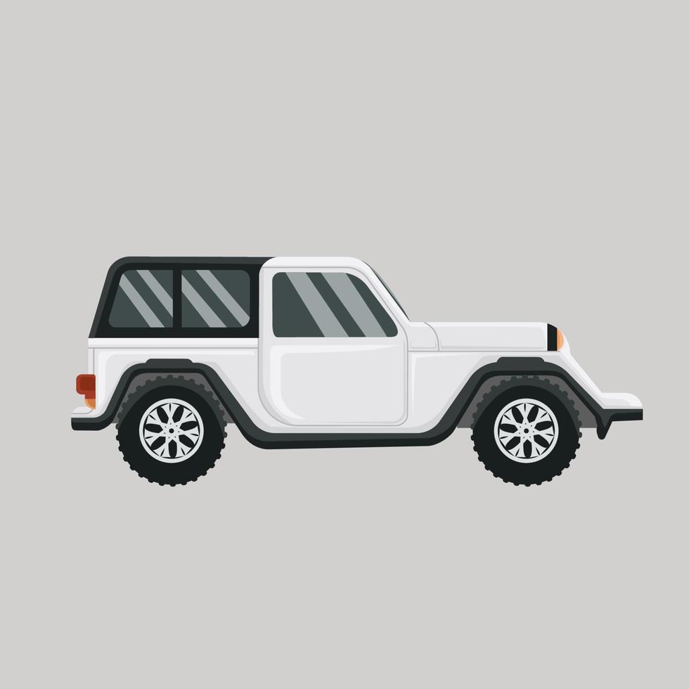 veículo off-road cor branca ilustração vetorial de veículo de esportes radicais design de estilo simples vetor