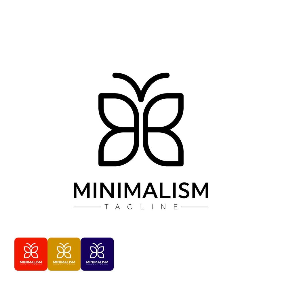 modelo de design de vetor de logotipo minimalista em estilo linear simples - emblema de borboleta, produtos de beleza e mulheres. design de logotipo de minimalismo